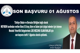 MESLEKİ YETERLİLİK BELGESİNDE SON TARİH 1 AĞUSTOS